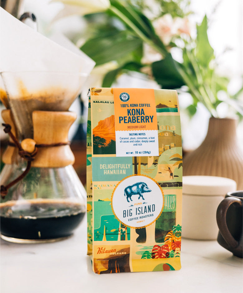 100% Kona Peaberry Medium Light Roast Coffee Beans