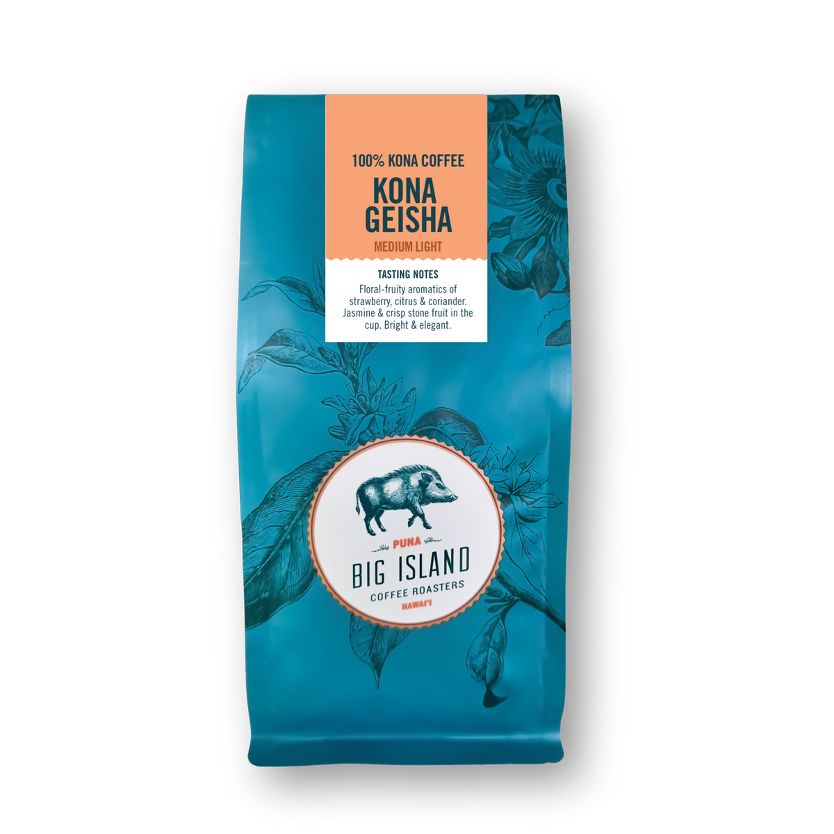 Medlum light roast Kona Geisha 