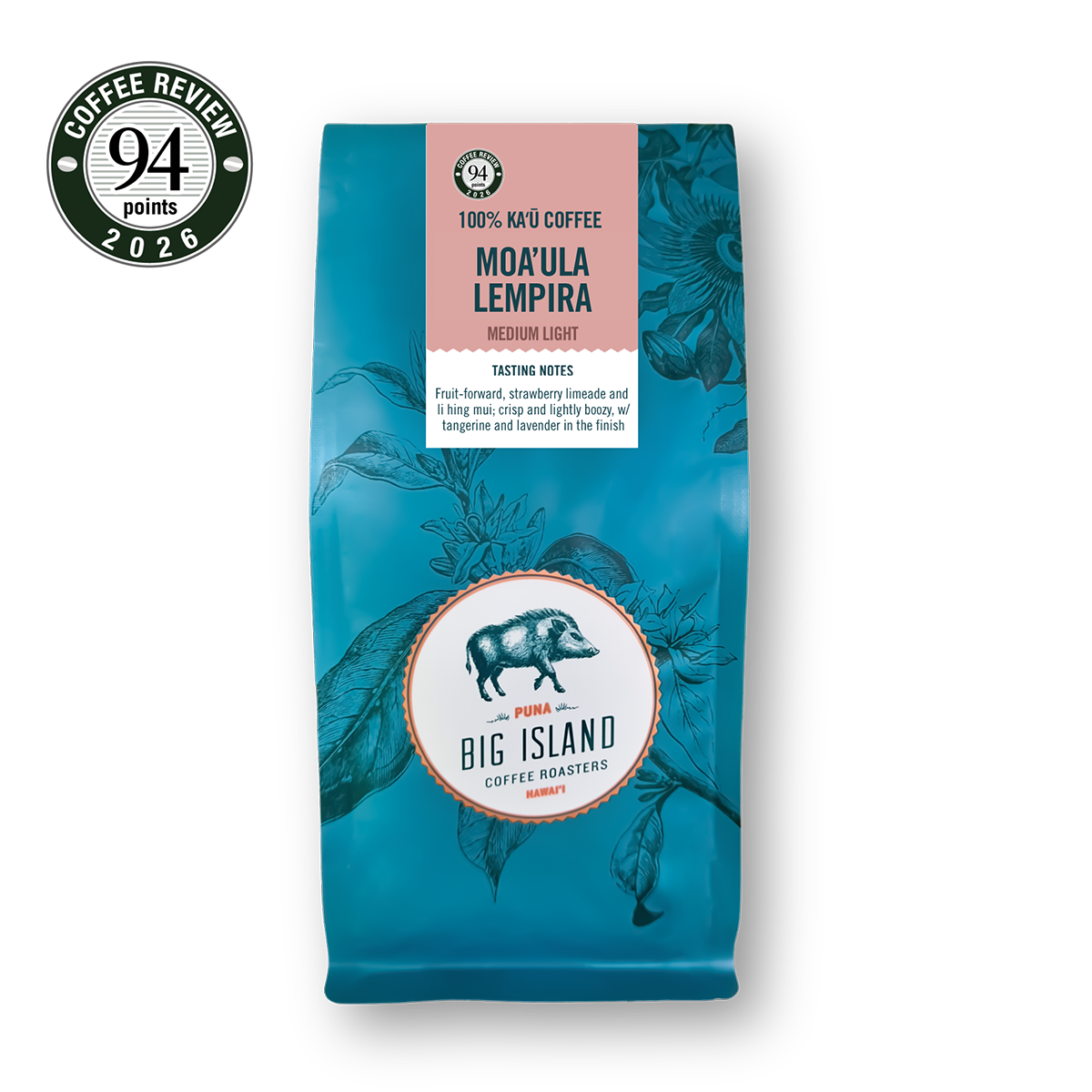 Medium light roast Kau coffee 100% moa'ula lempira